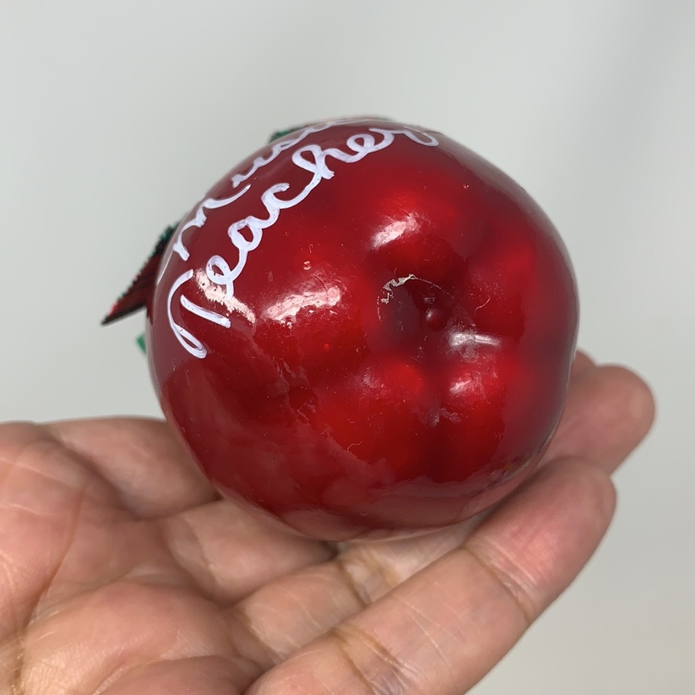 3” apple “#1 Music Teacher” Christmas tree ornament decoration vintage decor - Picture 3 of 15